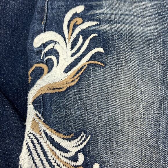 VTG KanCan Jeans Women's 5 Dark Blue Embroidered Hip Flare Preppy Normcore Rare - Picture 4 of 14